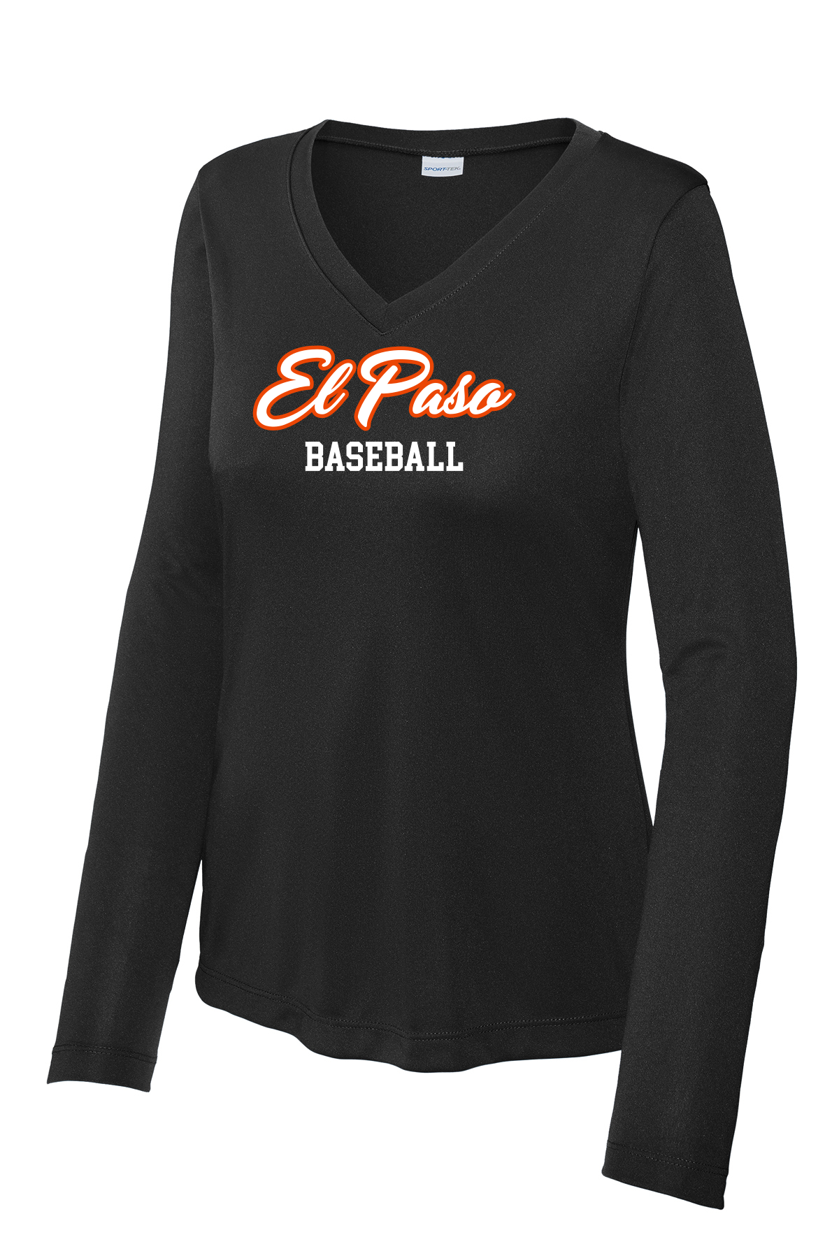 El Paso Baseball Logo Ladies V-neck Dri Fit Longsleeve Tee - Image 2
